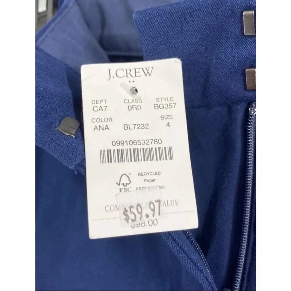 NWT J.Crew Kelsey Womens Cropped Pants Womens Blue High Rise Flared Leg Size 4